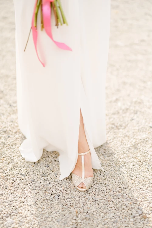 rose robe événement mariage beige